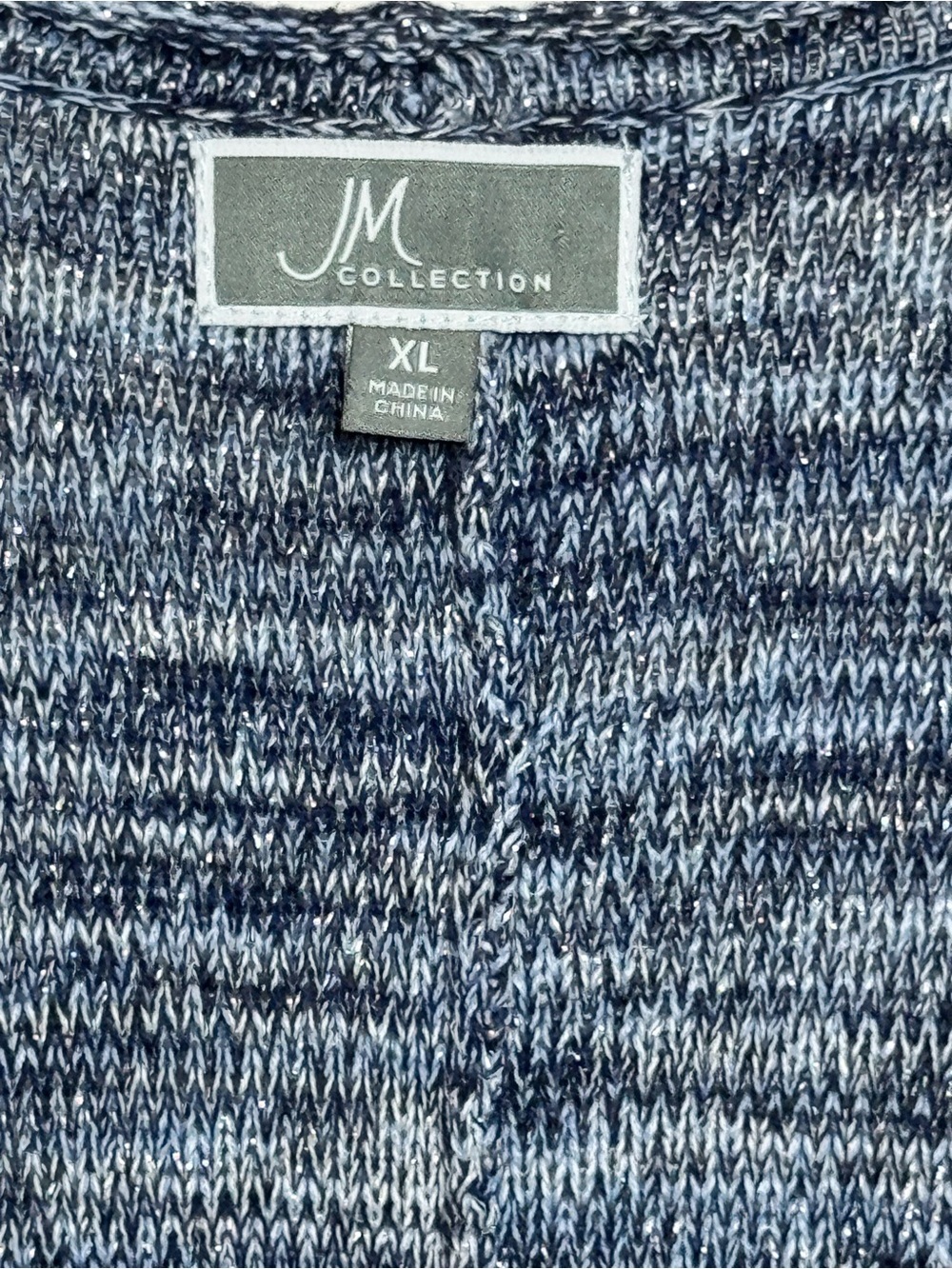 JM Collection Blue Marled V-Neck Button Cardigan Layering Coquette XL - Picture 5 of 8